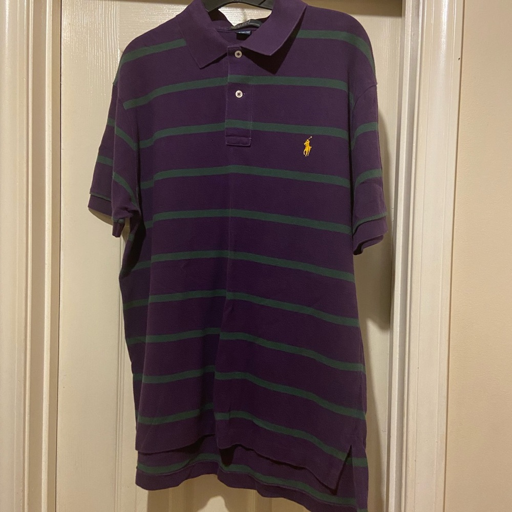 Ralph Lauren Purple and Green Striped Polo Shirt